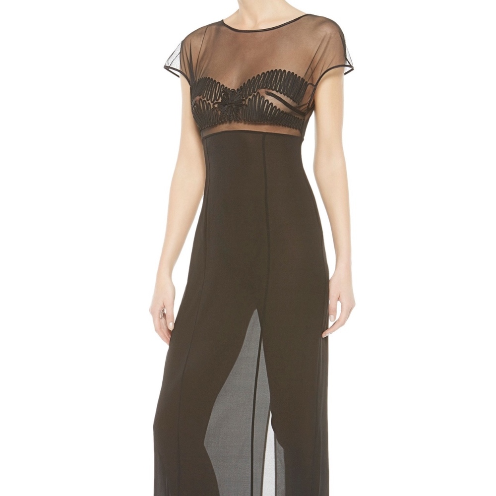 La Perla ZIGZAG SOUTACHE black silk gown lingerie